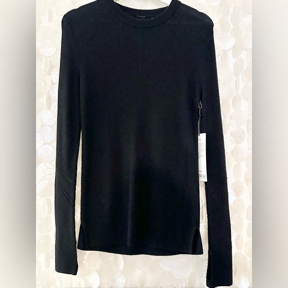Lululemon Time To Restore Slim fit Hip length Cashmere blend Sweater Sz 2 Black - Picture 12 of 12
